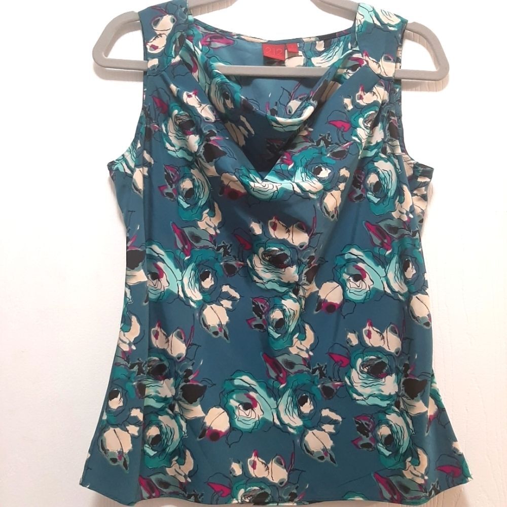 212 Collection Cowl Neck Boho Granny Sleeveless Tank Top Small